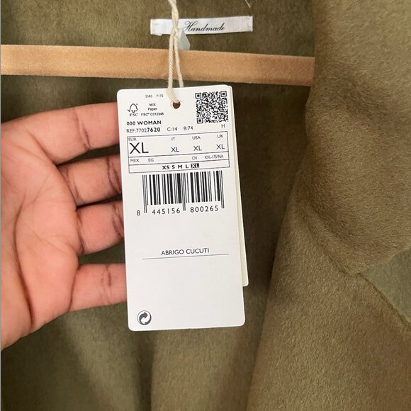 NWT Mango Olive Wool Long Coat with Belt – Size XL - Picture 4 of 9